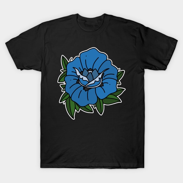 Traditional Blue Rose Tattoo T-Shirt by archvinde